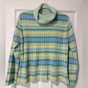 Vintage sweater, size L, seafoam yellow stripes
